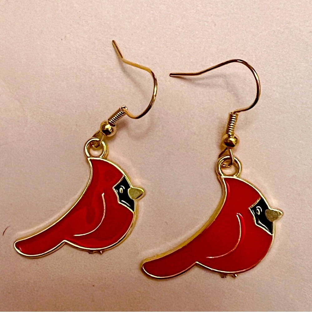 Cardinal earrings new